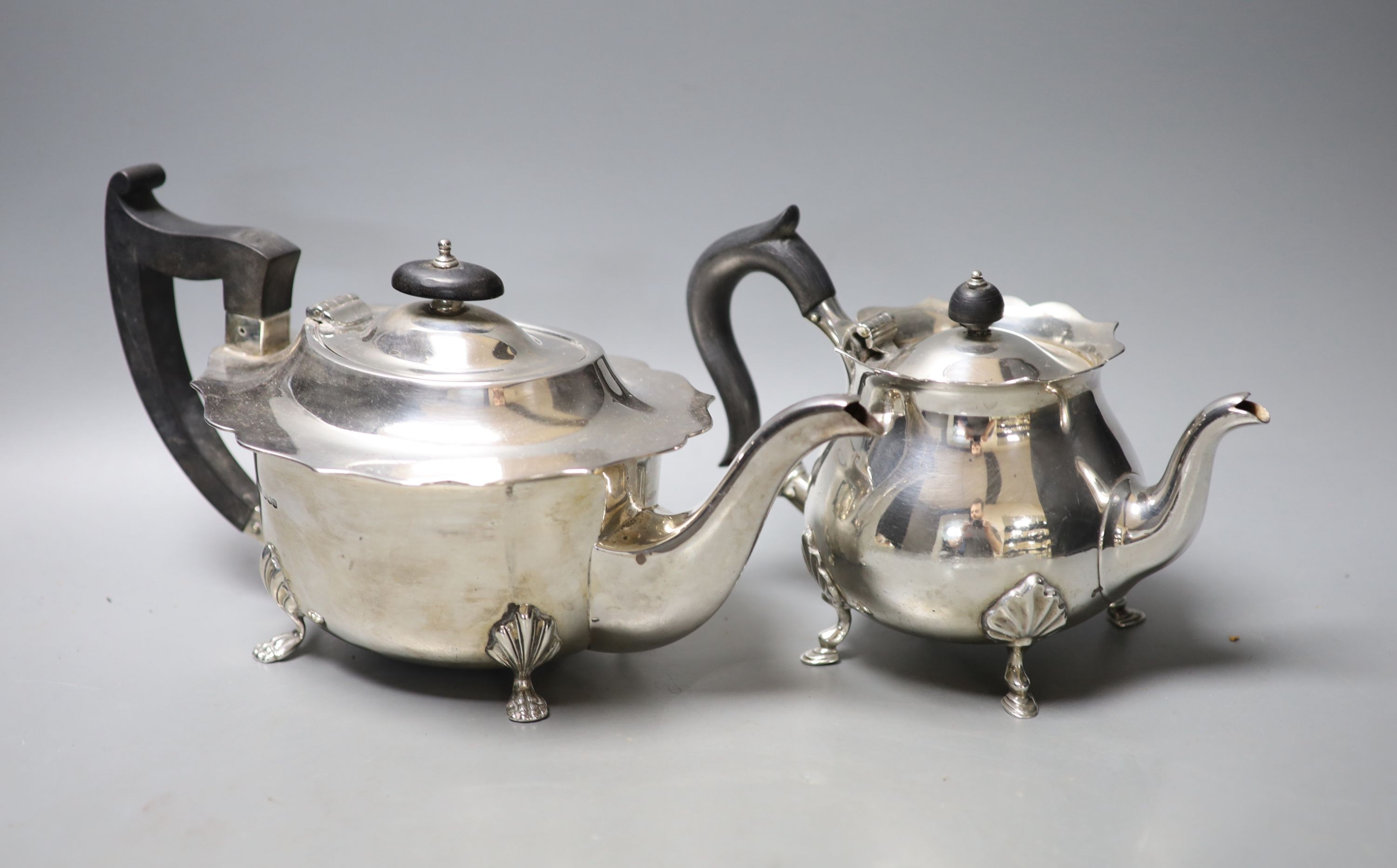 A George V silver teapot by Mappin & Webb, London, 1917 and one other later silver teapot, Sheffield, 1929